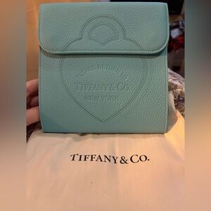 NWT Tiffany & Co. Aqua Leather Jewerly case